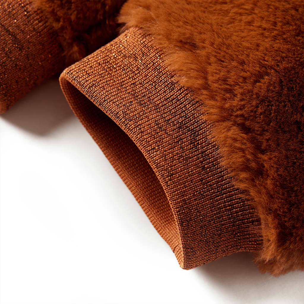 Konyakbarna műszőrme kapucnis gyerekkabát 92