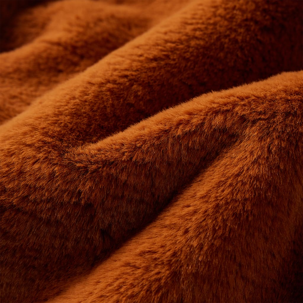 Konyakbarna műszőrme kapucnis gyerekkabát 92