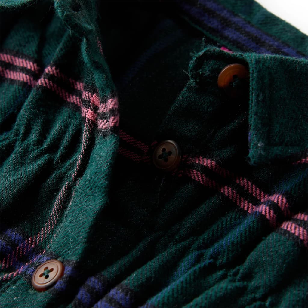 Sötétzöld hosszú ujjú gyerekruha fodrokkal 92