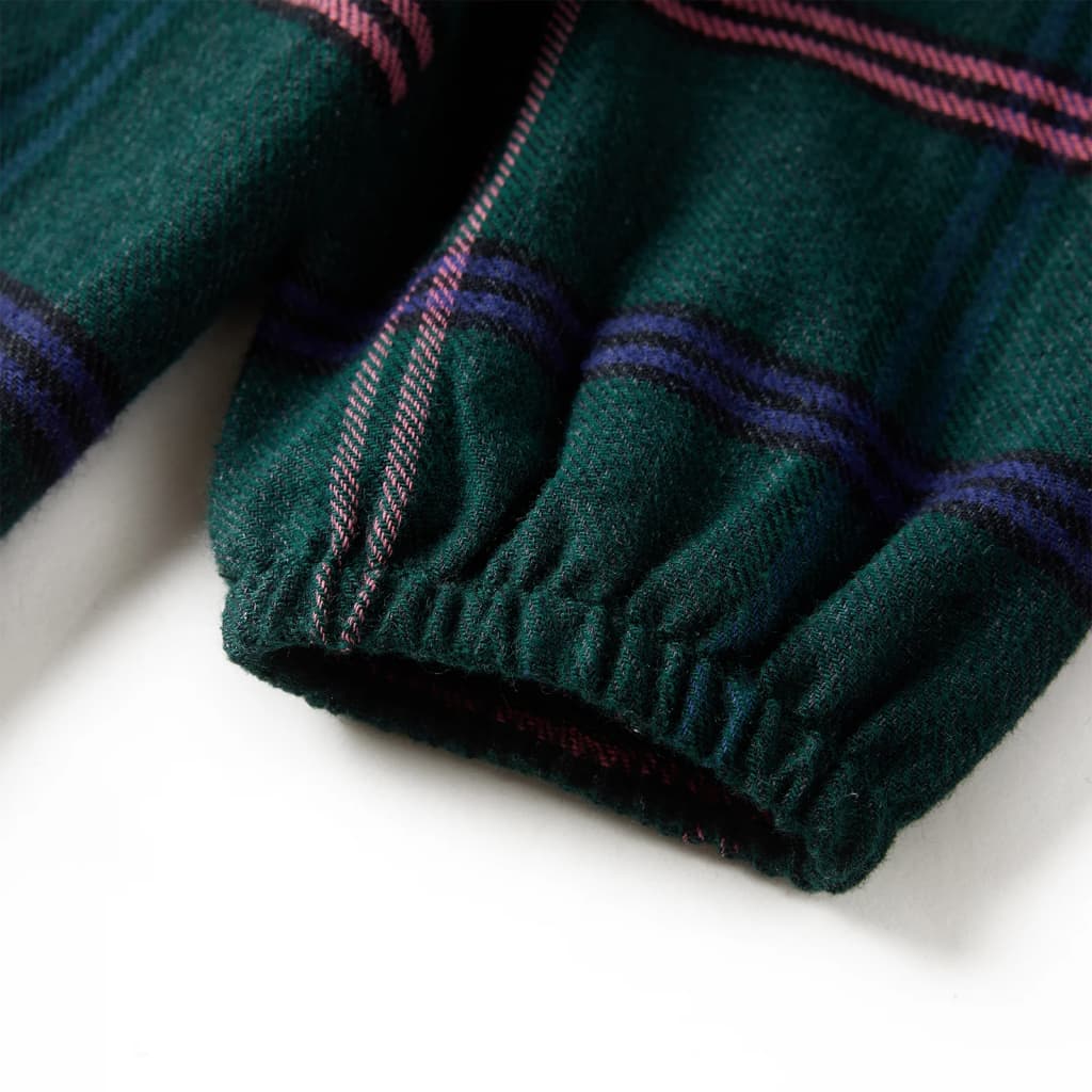 Sötétzöld hosszú ujjú gyerekruha fodrokkal 92