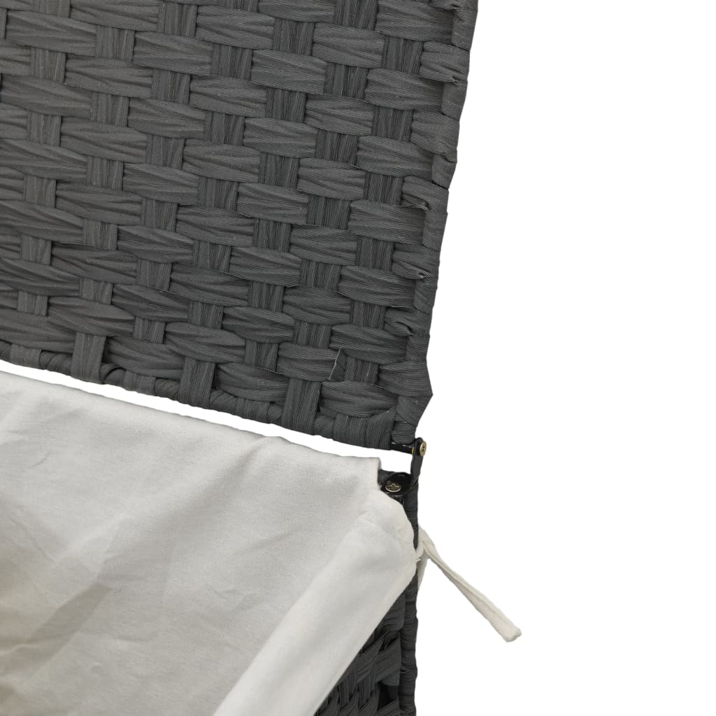 Szürke polyrattan szennyeskosár fedéllel 46x33x60 cm