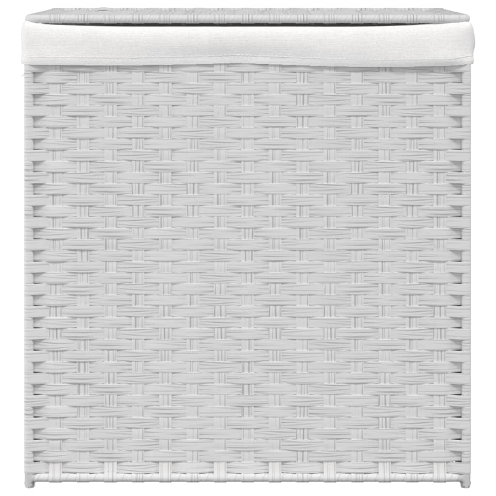 Fehér polyrattan szennyeskosár 2 rekesszel 53x33x57 cm