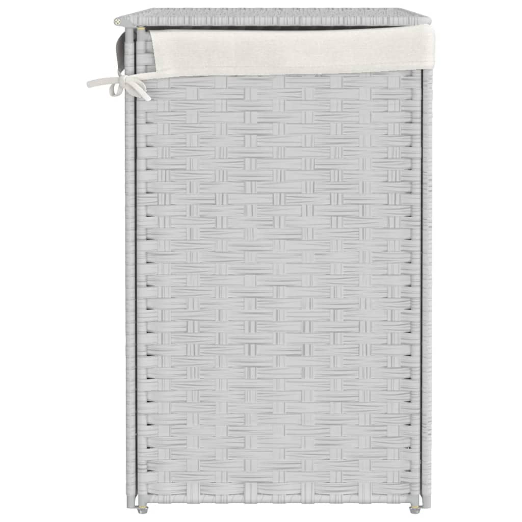 Fehér polyrattan szennyeskosár 2 rekesszel 53x33x57 cm