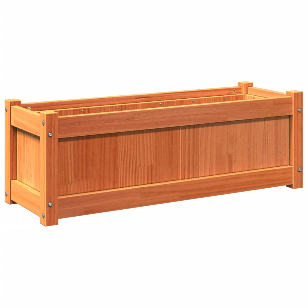 Viaszbarna tömör fenyőfa kerti virágláda 90 x 31 x 31 cm