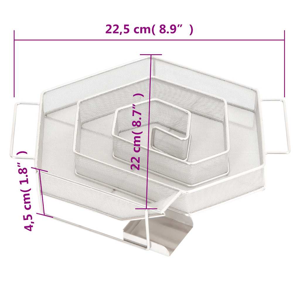 6 oldalas rozsdamentes acél hidegfüst-generátor 22,5 cm