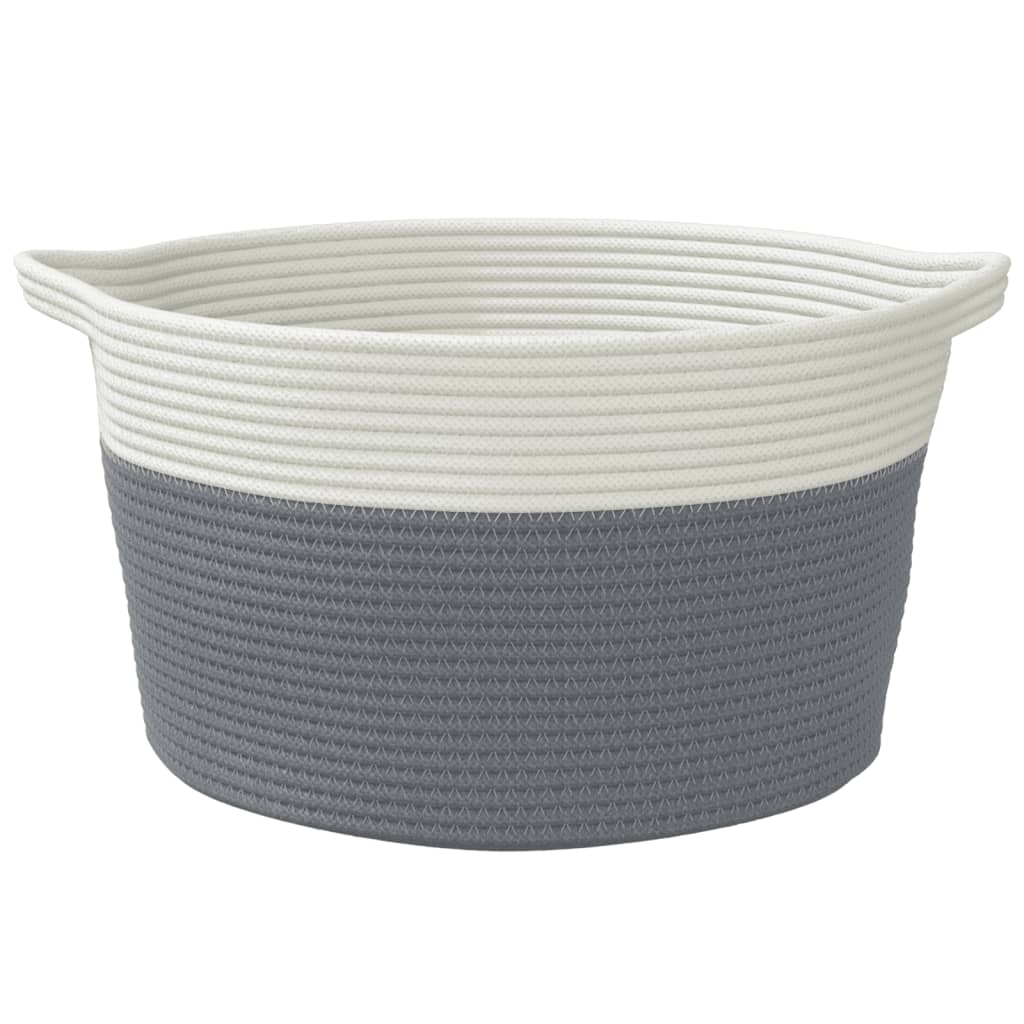 Szürke és fehér pamut tárolókosár ø40 x 25 cm