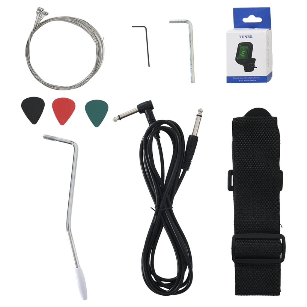 Barna és fehér elektromos gitár kezdőknek puhatokkal 4/4 39