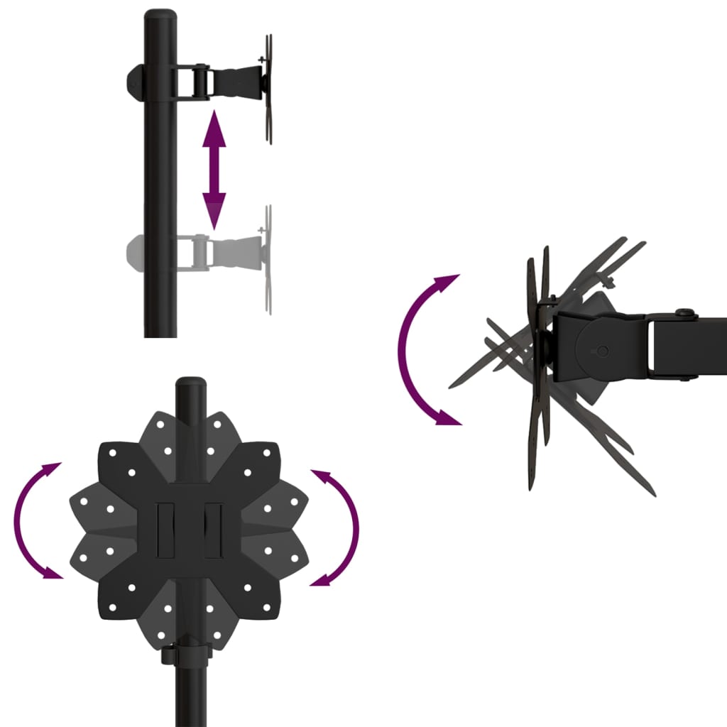 Dupla fekete acél monitorállvány vesa 75/100 mm