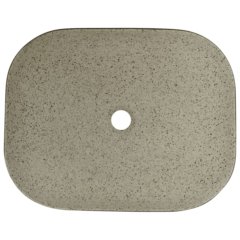 Szürke-fekete kerámia négyszögű asztali mosdó 48x37,5x13,5 cm