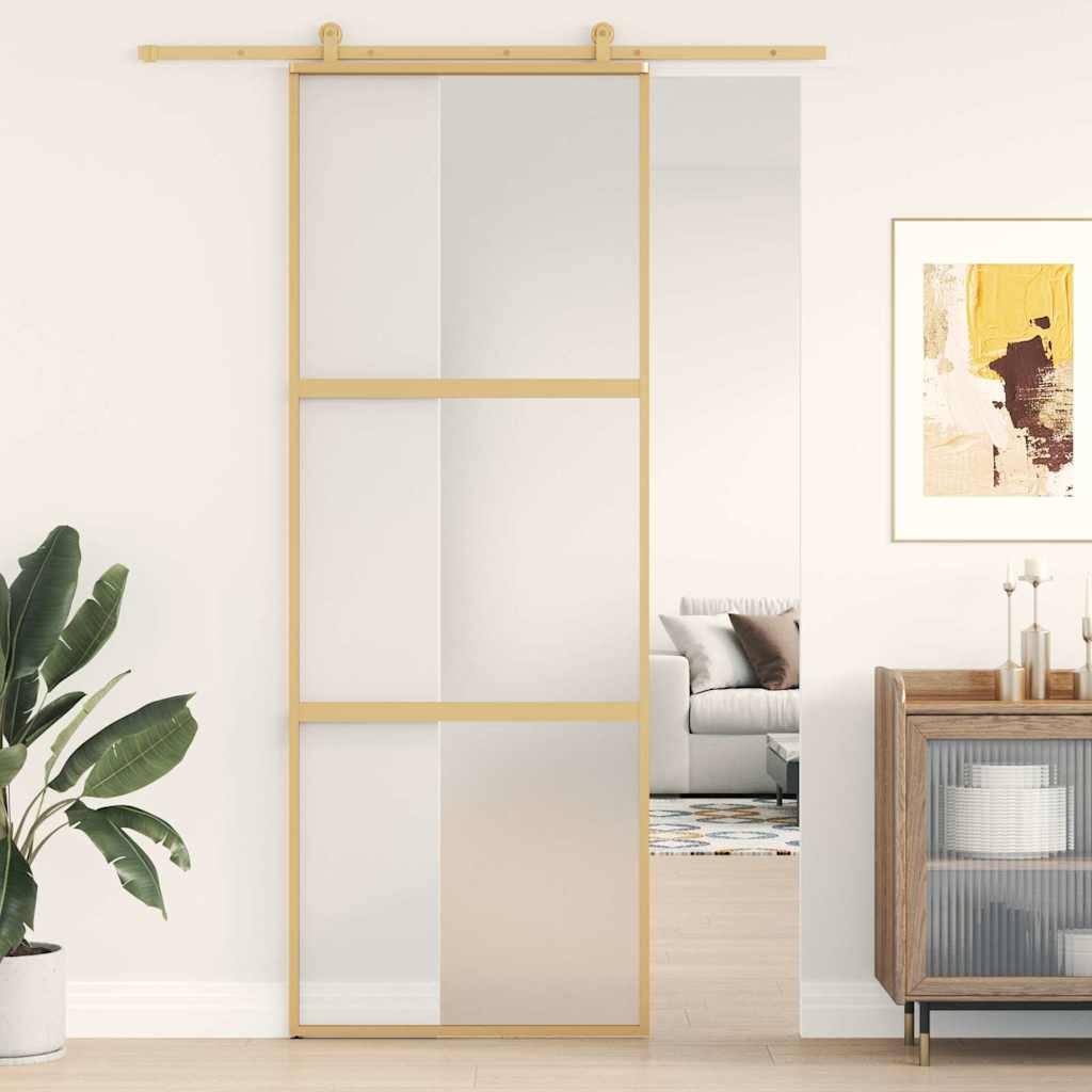 Aranyszínű esg tejüveg és alumínium tolóajtó 76 x 205 cm