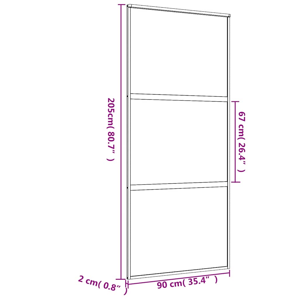 Aranyszínű esg tejüveg és alumínium tolóajtó 90 x 205 cm