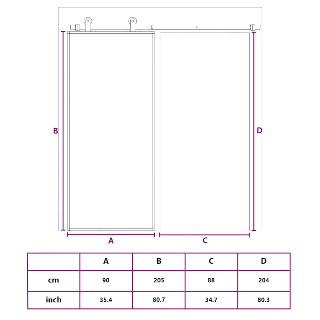 Aranyszínű esg tejüveg és alumínium tolóajtó 90 x 205 cm