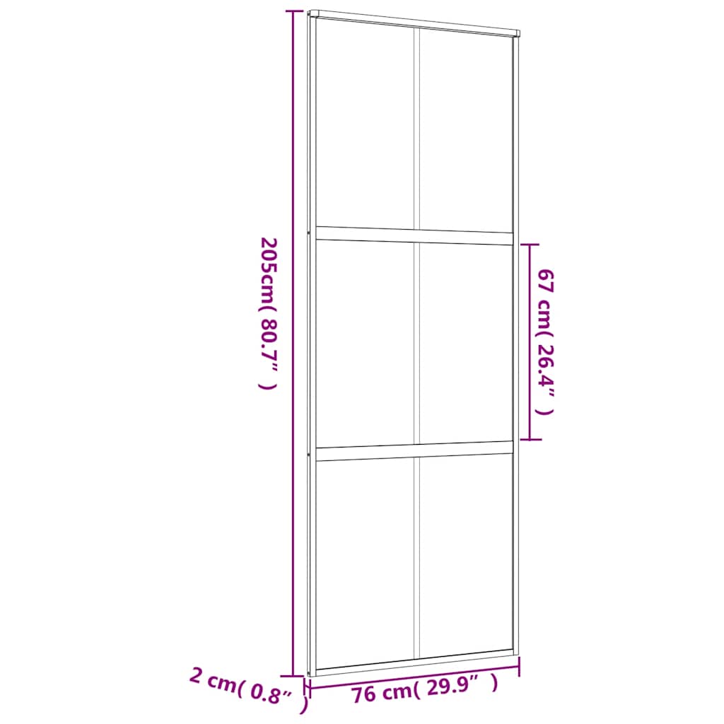 Aranyszínű esg tejüveg és alumínium tolóajtó 76 x 205 cm