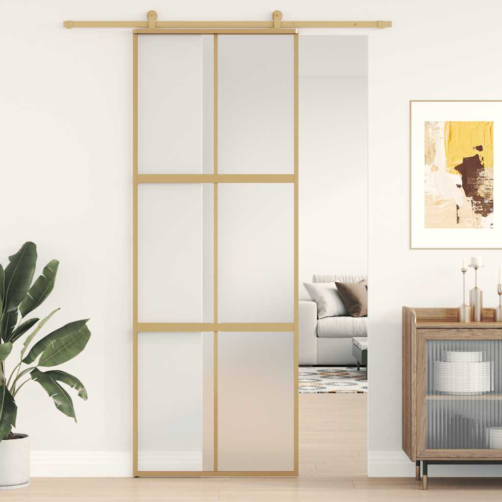 Aranyszínű esg tejüveg és alumínium tolóajtó 76 x 205 cm