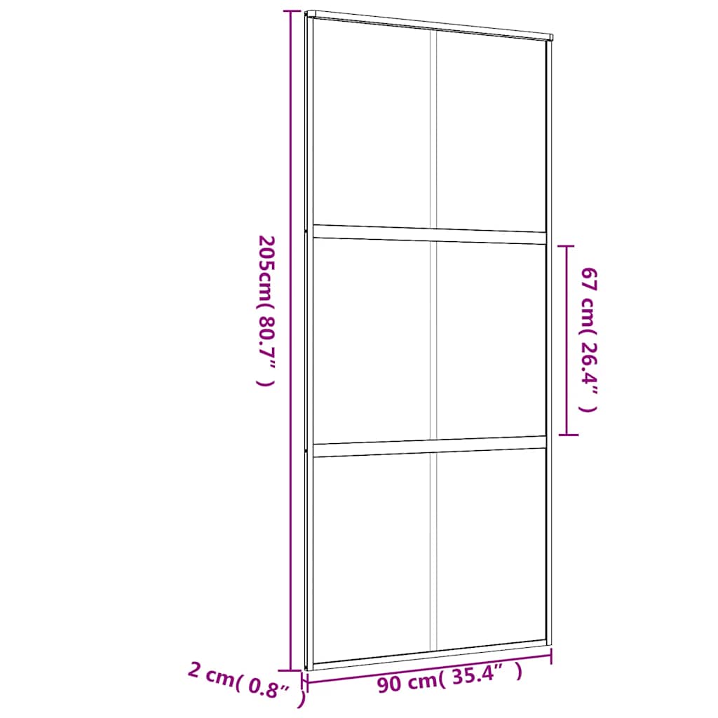 Aranyszínű esg tejüveg és alumínium tolóajtó 90 x 205 cm