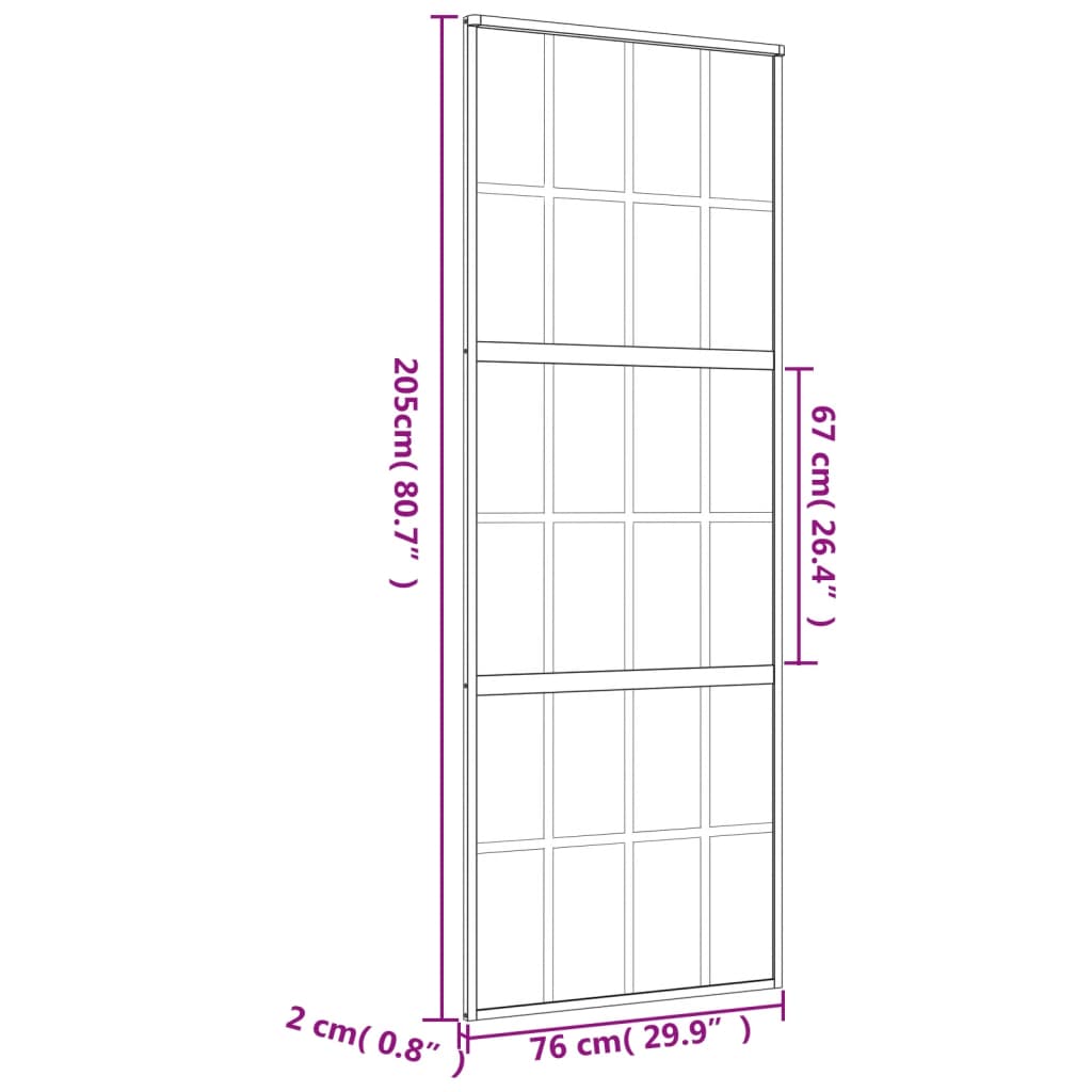 Aranyszínű esg tejüveg és alumínium tolóajtó 76 x 205 cm