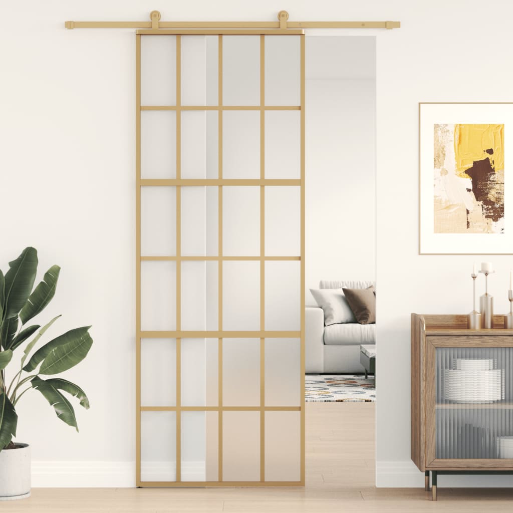 Aranyszínű esg tejüveg és alumínium tolóajtó 76 x 205 cm