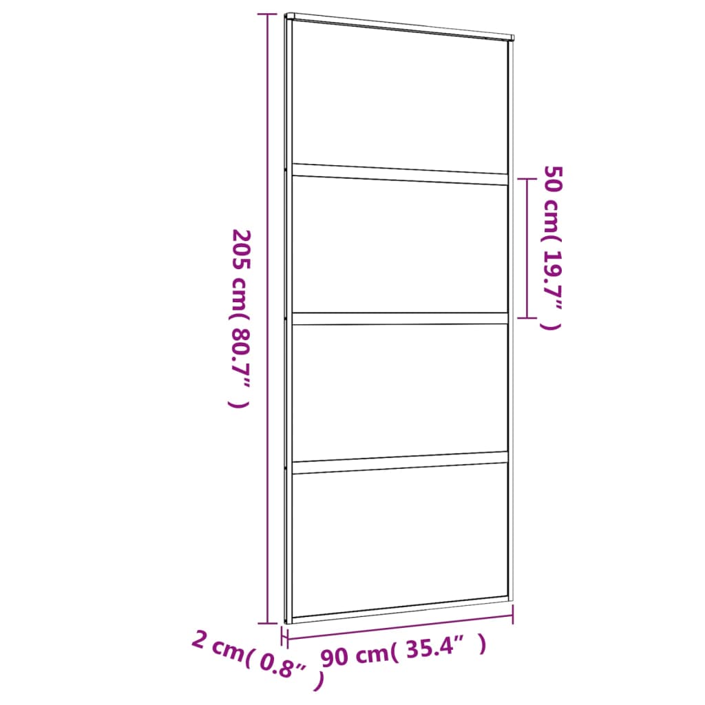 Aranyszínű esg tejüveg és alumínium tolóajtó 90 x 205 cm