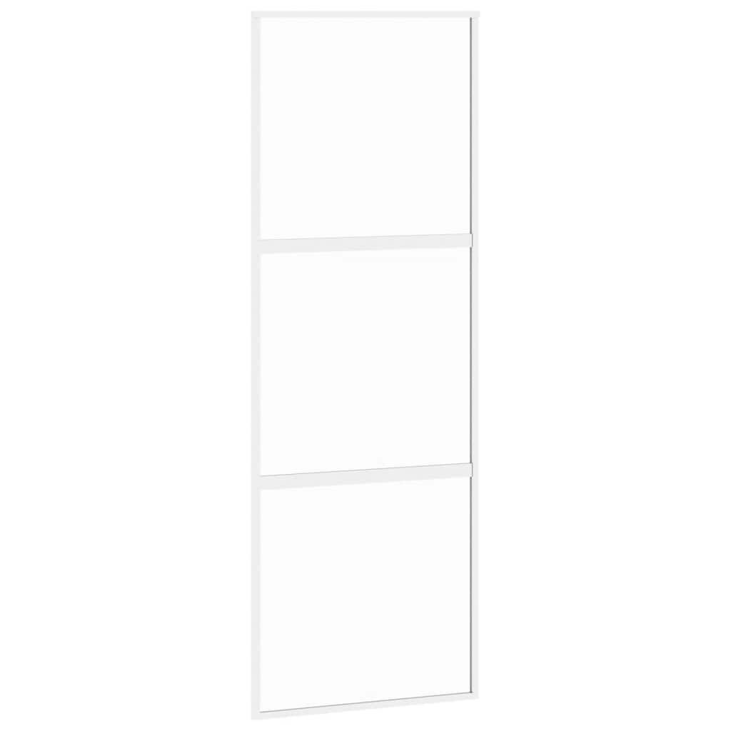 Fehér edzett üveg és alumínium tolóajtó 76 x 205 cm