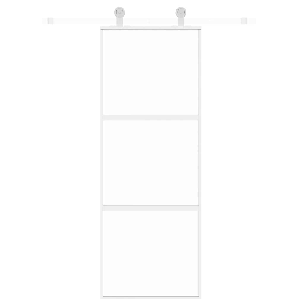 Fehér edzett üveg és alumínium tolóajtó 76 x 205 cm