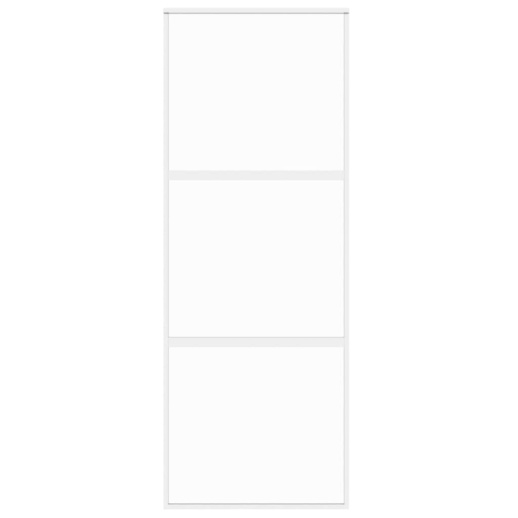 Fehér edzett üveg és alumínium tolóajtó 76 x 205 cm