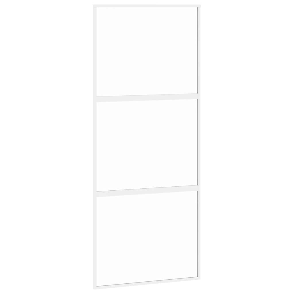 Fehér edzett üveg és alumínium tolóajtó 90 x 205 cm