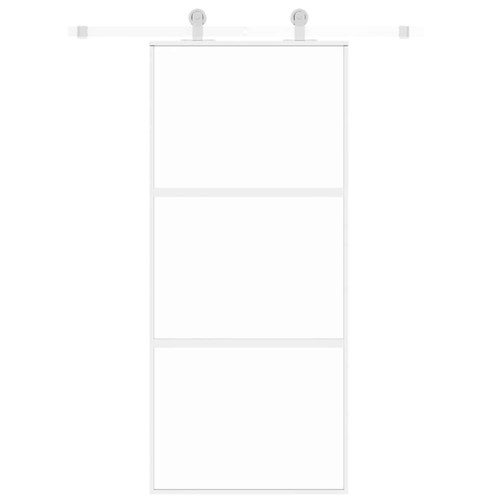 Fehér edzett üveg és alumínium tolóajtó 90 x 205 cm