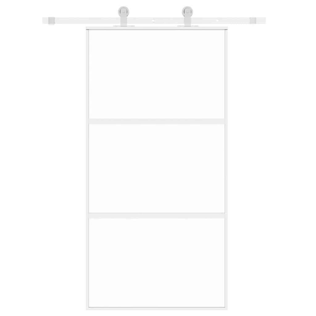 Fehér edzett üveg és alumínium tolóajtó 102,5 x 205 cm