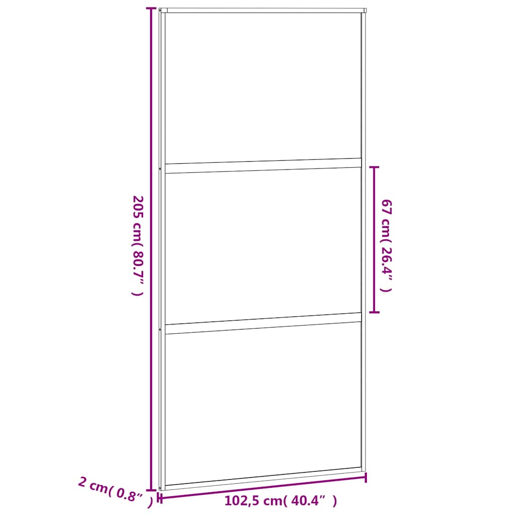 Fehér edzett üveg és alumínium tolóajtó 102,5 x 205 cm
