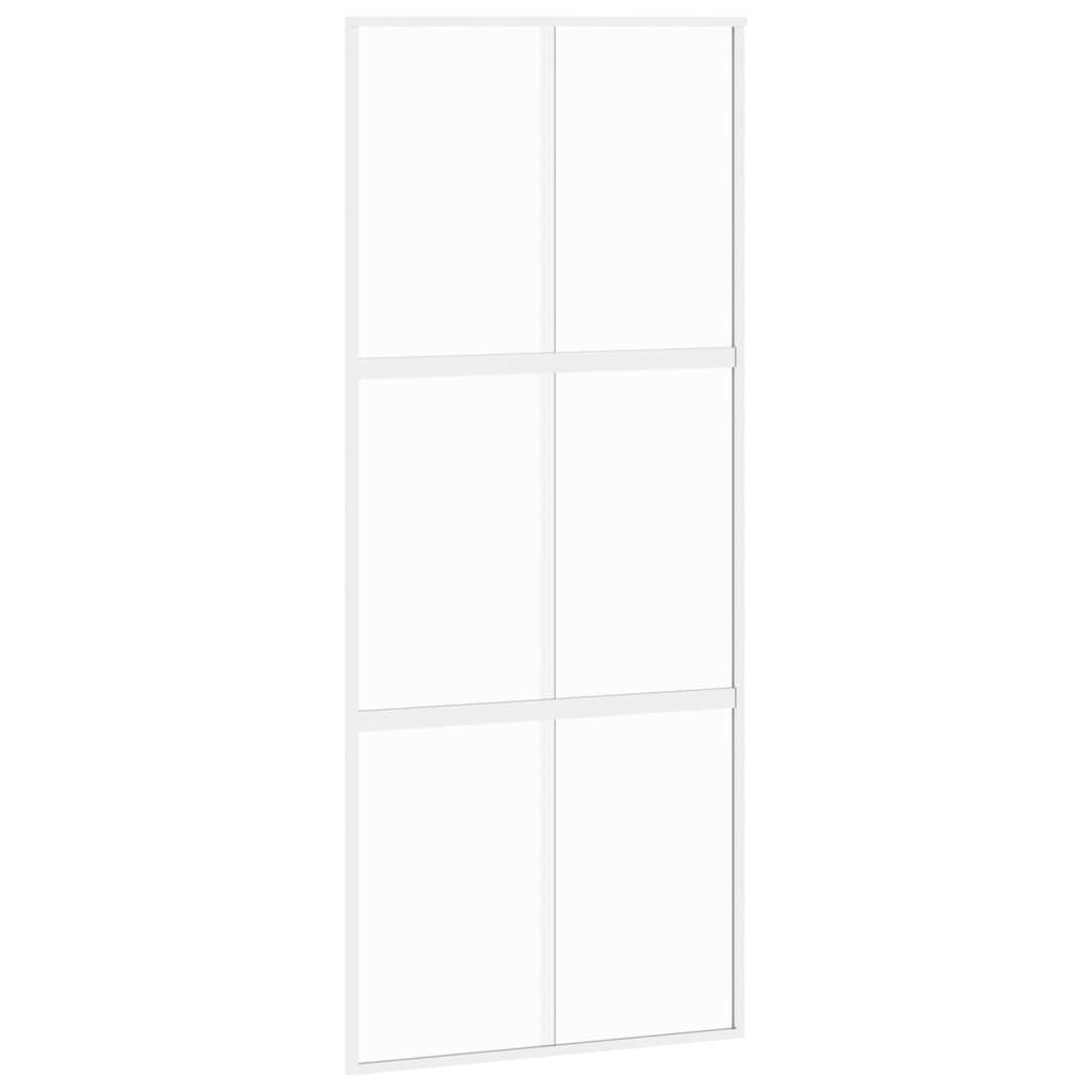 Fehér edzett üveg és alumínium tolóajtó 90 x 205 cm