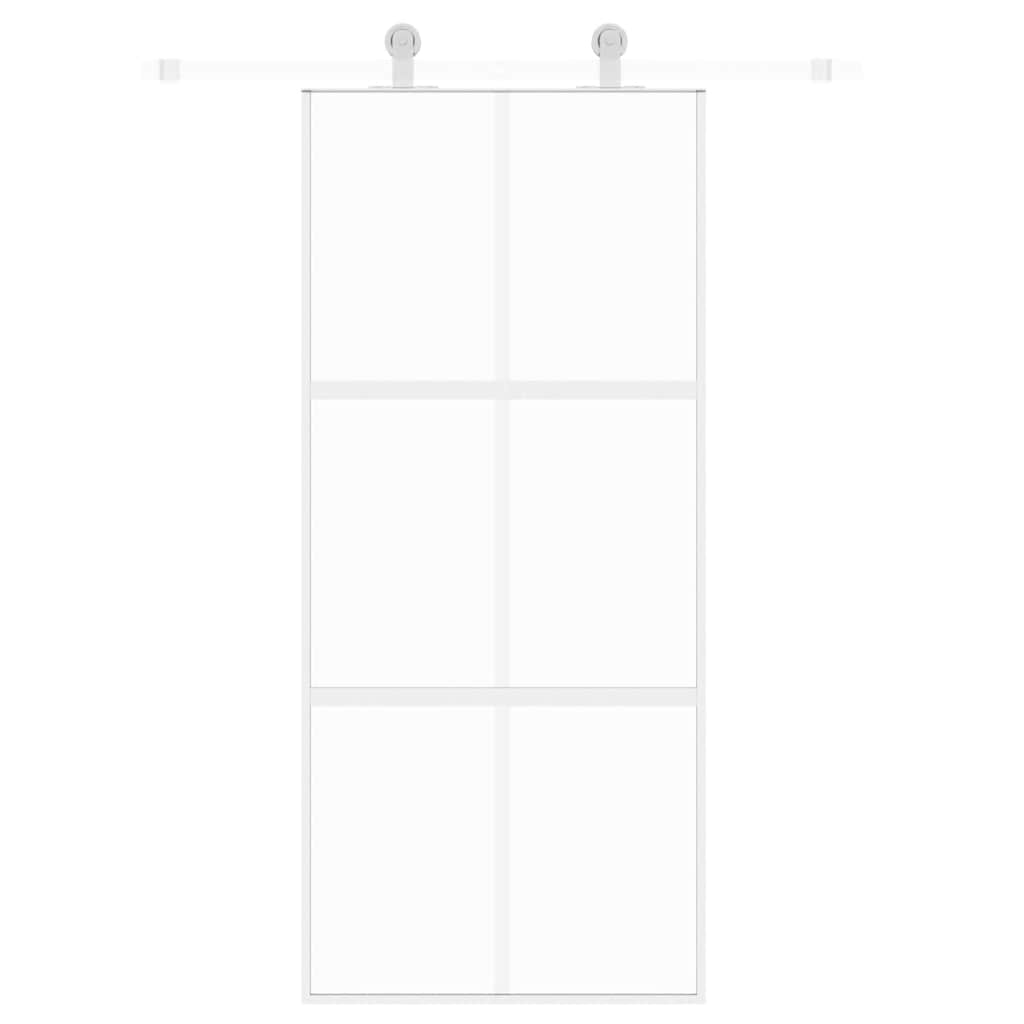 Fehér edzett üveg és alumínium tolóajtó 90 x 205 cm