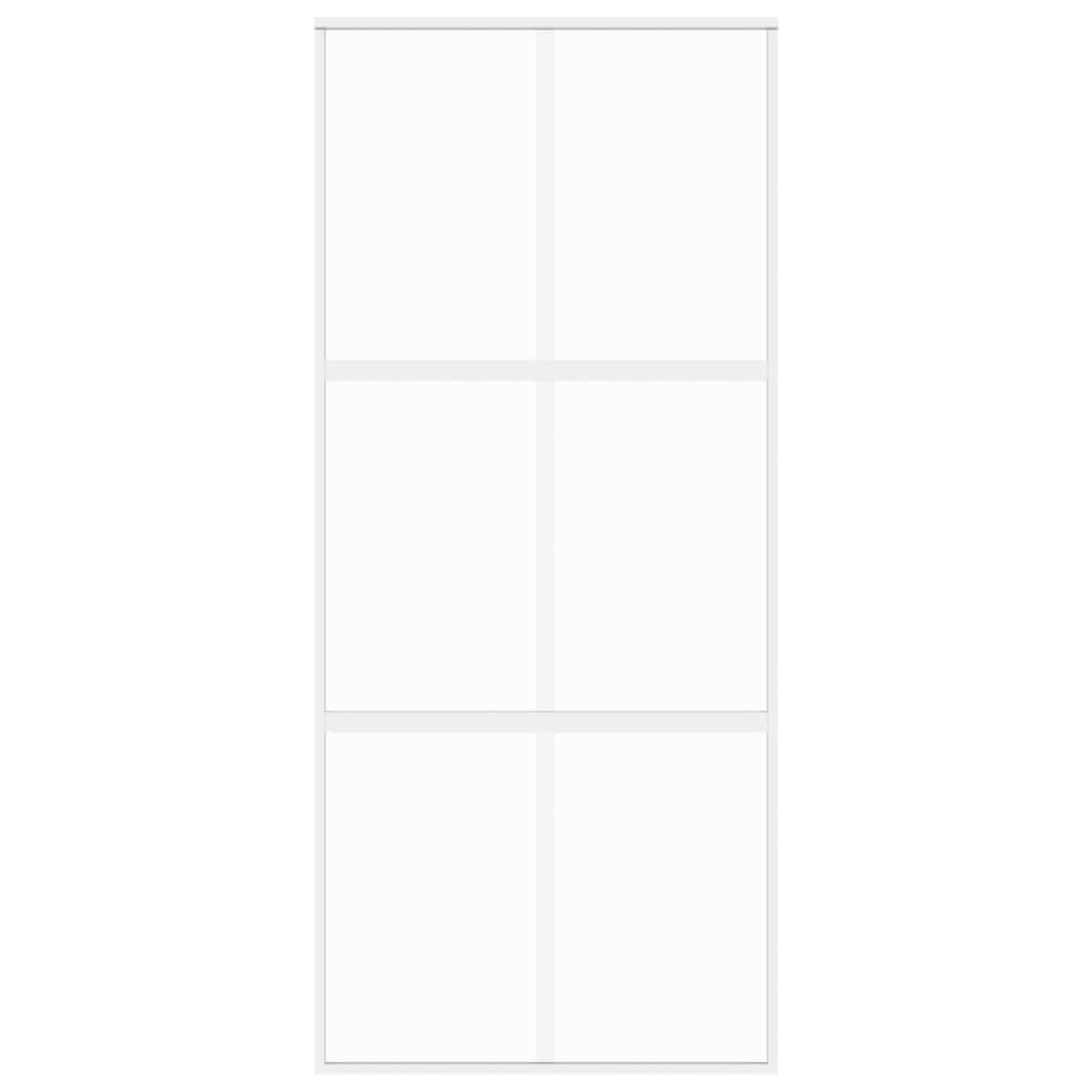Fehér edzett üveg és alumínium tolóajtó 90 x 205 cm