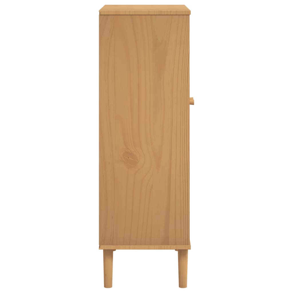 Senja barna rattanhatású tömör fa cipőszekrény 59,5x35x107 cm