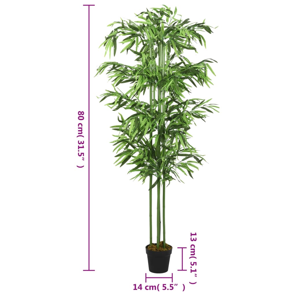 Zöld mű bambuszfa 240 levéllel 80 cm