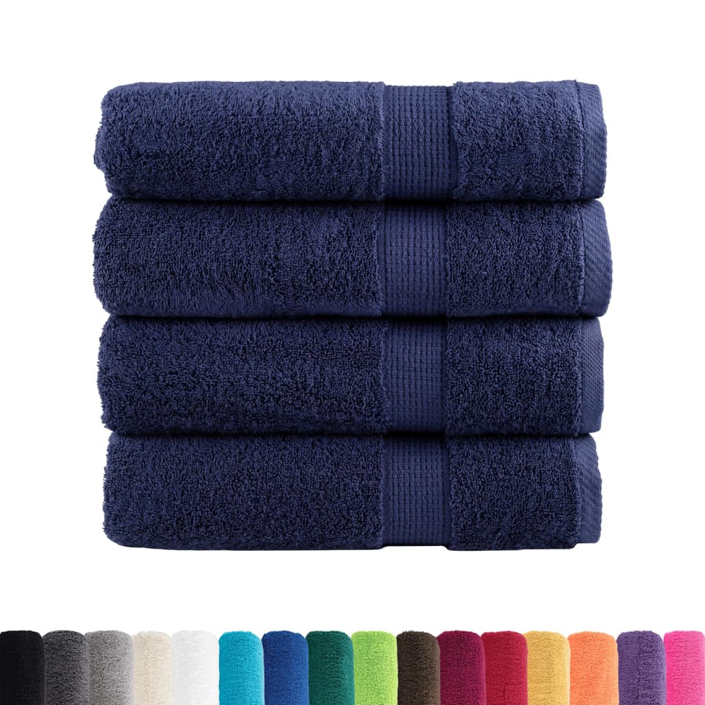 4 db prémium solund kéztörlő sötétkék 50 x 100 cm 600 g/m²