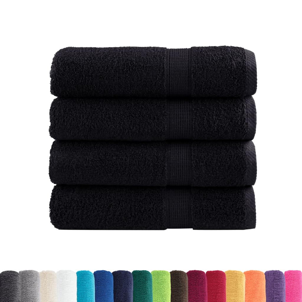 4 db prémium fürdőlepedő solund fekete 100 x 150 cm 600 g/m²