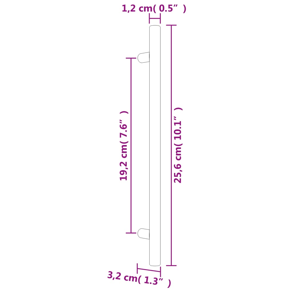 20 db ezüst rozsdamentes acél szekrényfogantyú 192 mm