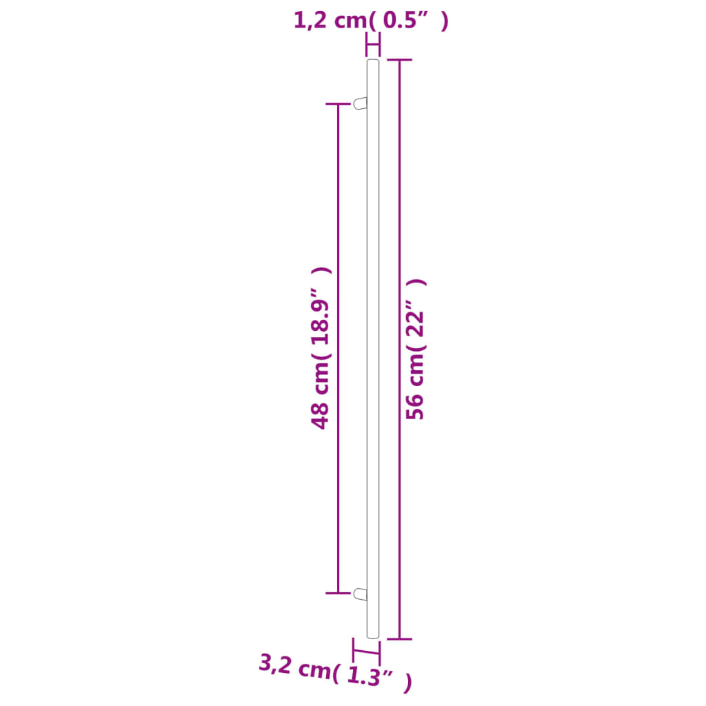 10 db fekete rozsdamentes acél szekrényfogantyú 480 mm