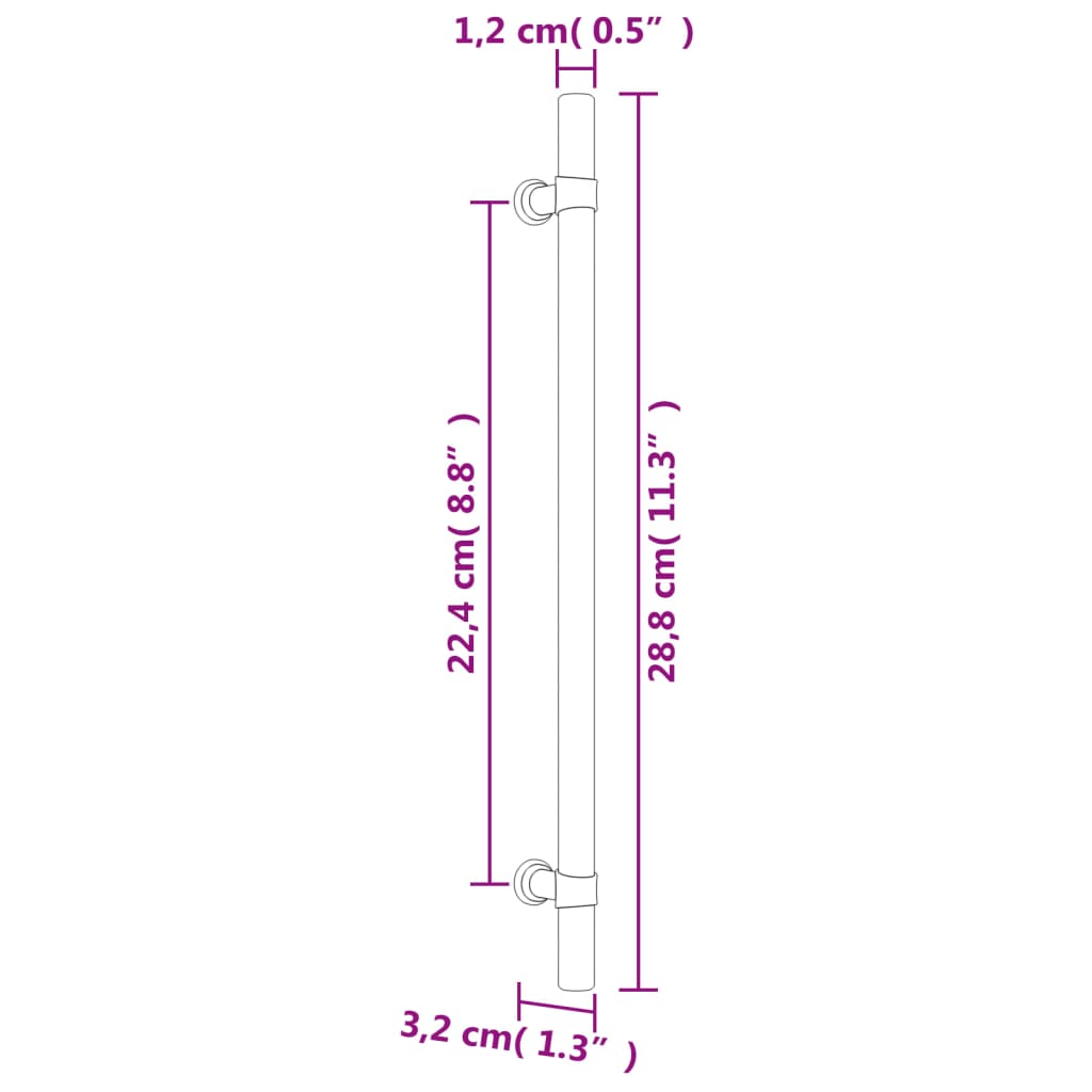 10 db ezüst rozsdamentes acél szekrényfogantyú 224 mm