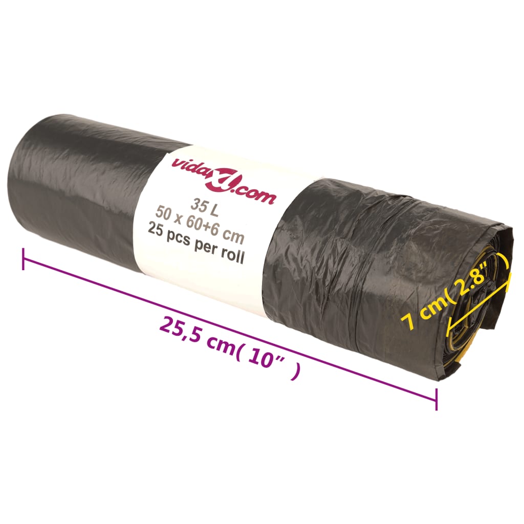 Szemeteszsákok húzózsinórral 250 db fekete 35 l