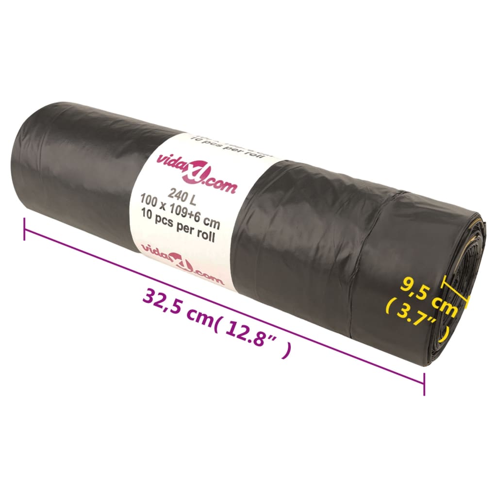 Szemeteszsákok húzózsinórral 150 db fekete 240 l