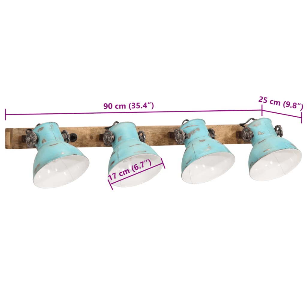 Kopott kék fali lámpa 25 w 90x25 cm e27