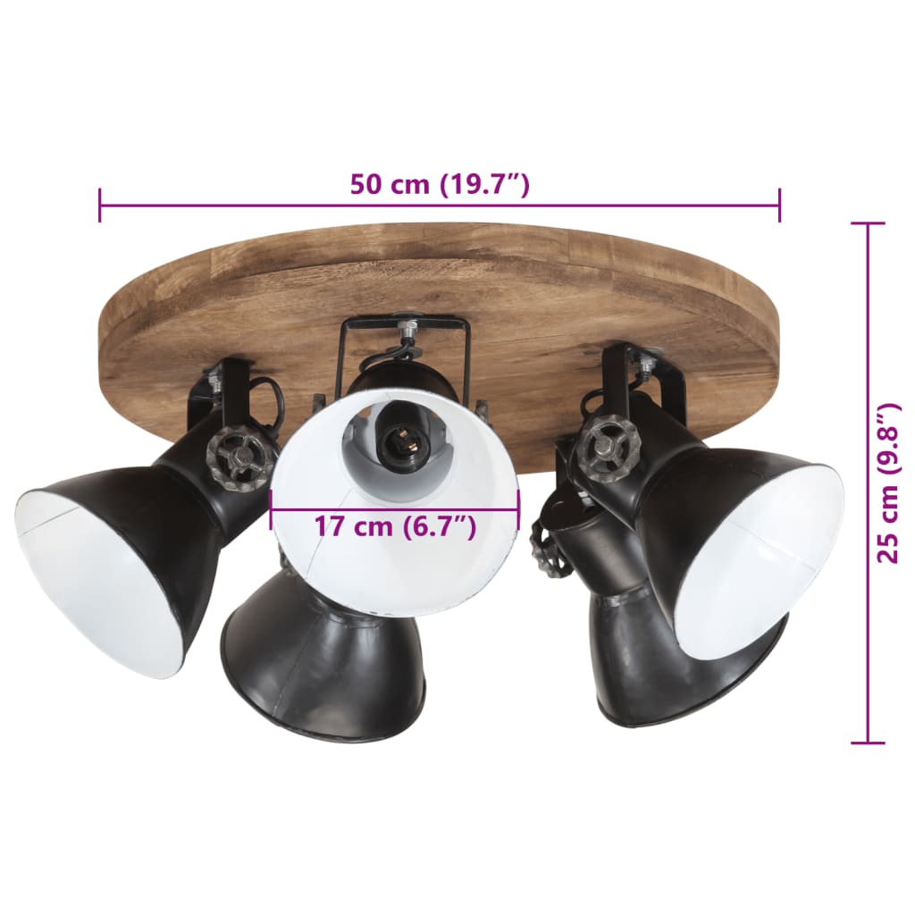 Fekete mennyezeti lámpa 25 w 50 x 50 x 25 cm e27