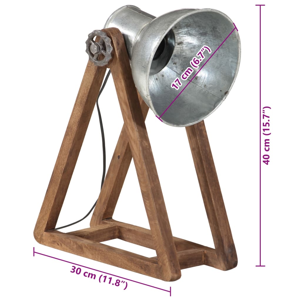 Vintage ezüst asztali lámpa 25 w 30x17x40 cm e27