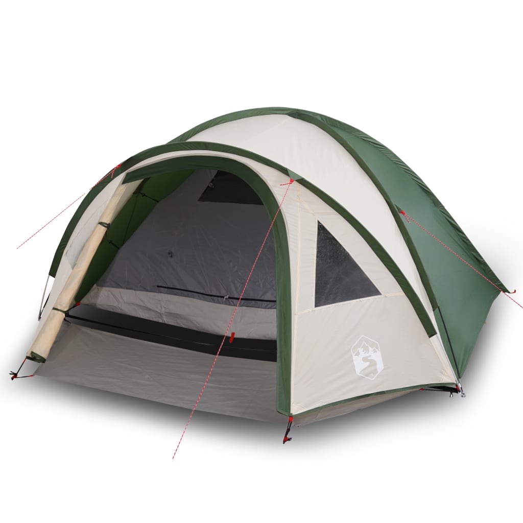 185t taffeta 4-személyes zöld kempingsátor 300 x 250 x 132 cm