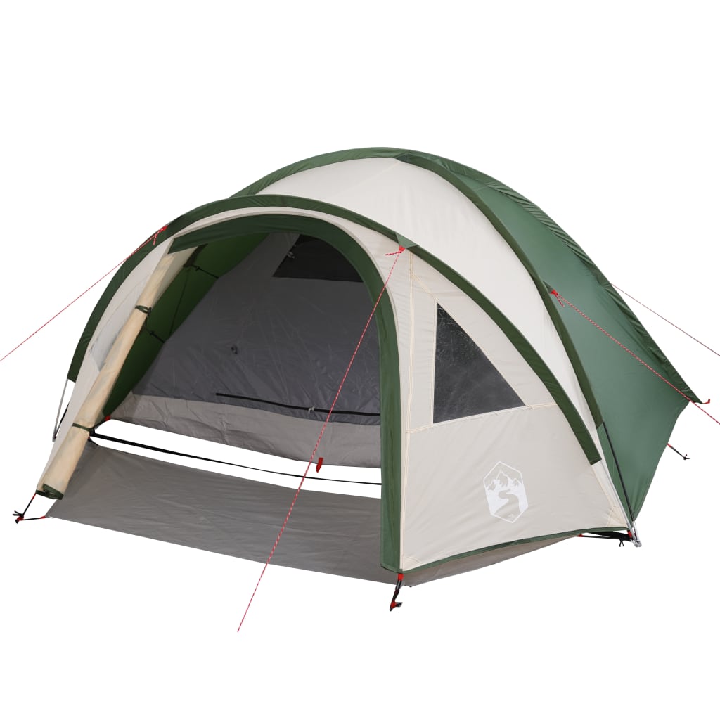 185t taffeta 4-személyes zöld kempingsátor 300 x 250 x 132 cm