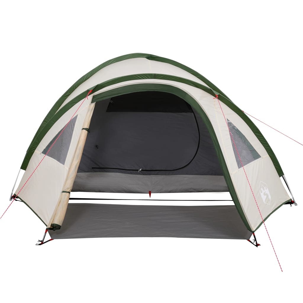 185t taffeta 4-személyes zöld kempingsátor 300 x 250 x 132 cm