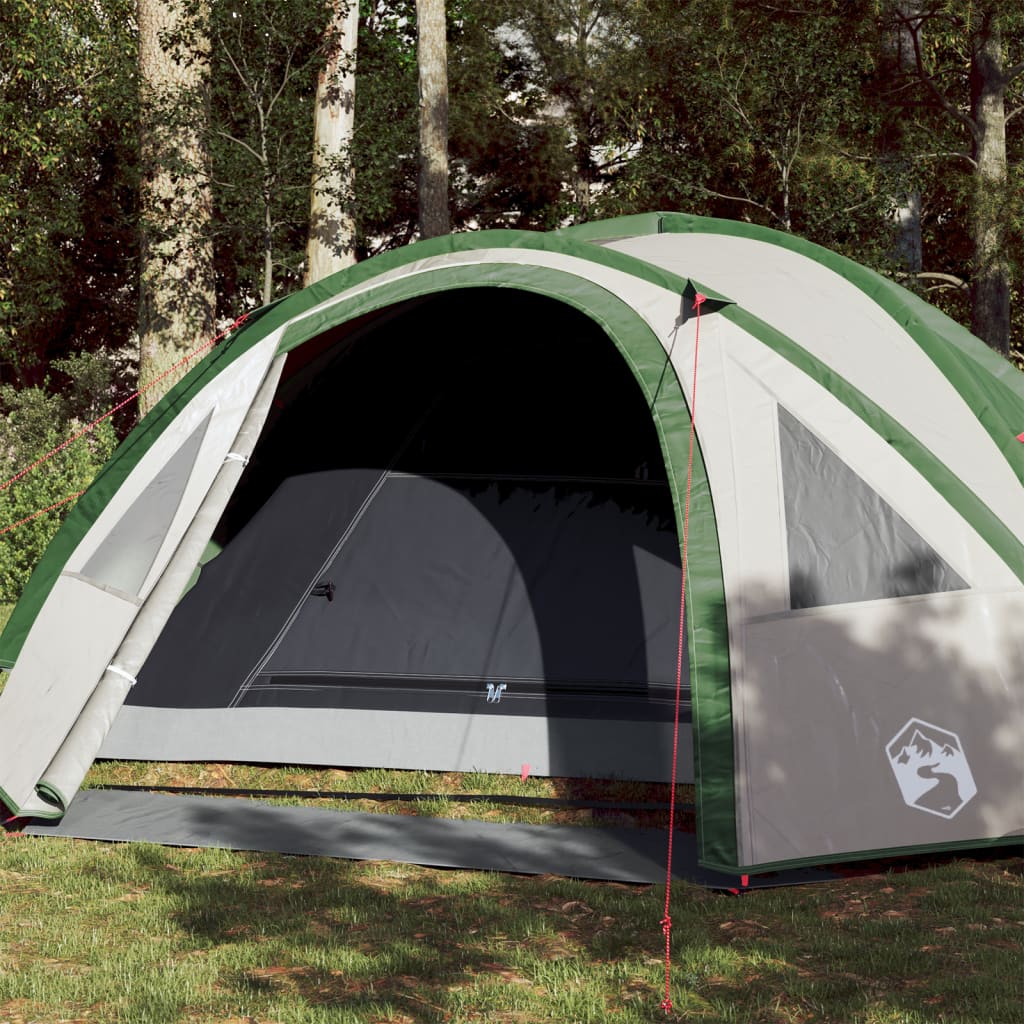 185t taffeta 4-személyes zöld kempingsátor 300 x 250 x 132 cm