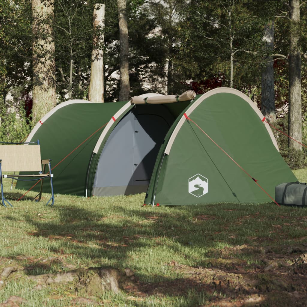 185t taffeta 4-személyes zöld kempingsátor 405x170x106 cm 185t taffeta 4-személyes zöld kempingsátor 405x170x106 cm