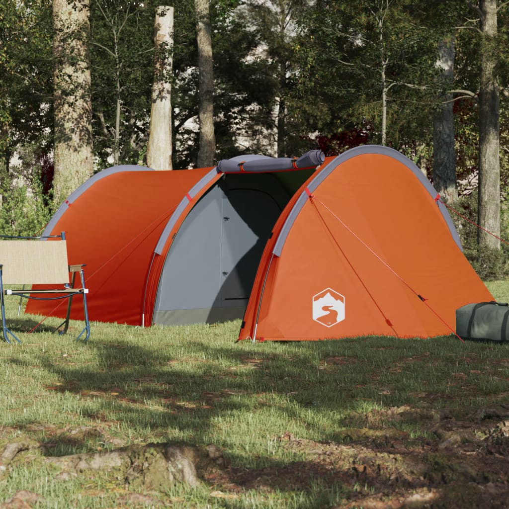 185t taffeta 4-személyes szürke-narancs sátor 405x170x106 cm 185t taffeta 4-személyes szürke-narancs sátor 405x170x106 cm